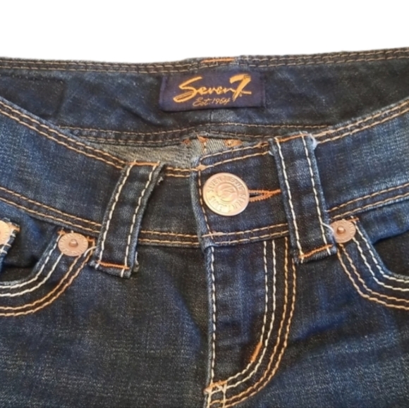 Seven7 Dark Blue Low Rise Jean Shorts, 2 - Picture 2 of 5
